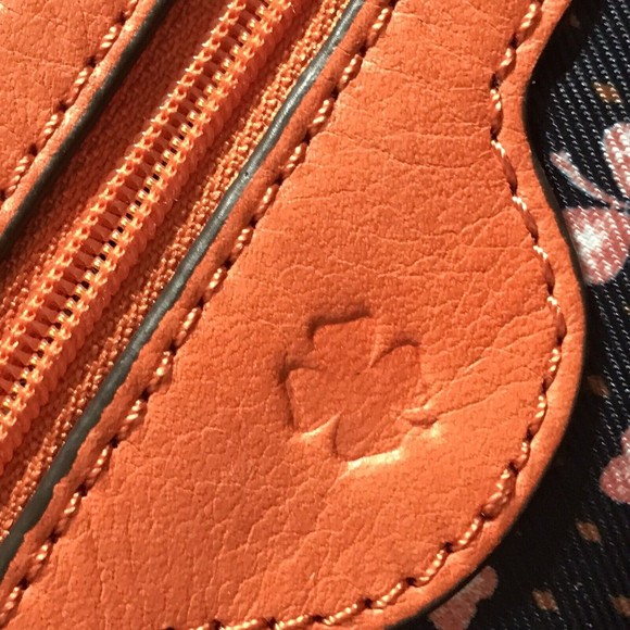 LUCKY BRAND Orange Soft Leather Large Tote Purse Double Handle Satchel H… - Picture 6 of 16